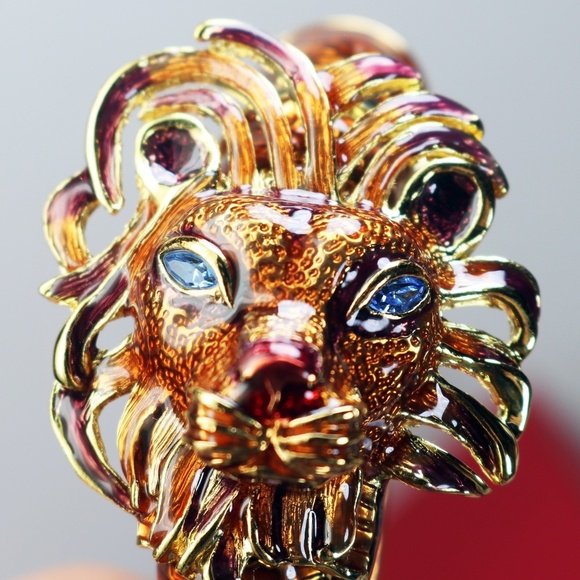 🏆 Rare! Vintage Kenneth Lane Lion's Head Bracelet - Picture 2 of 16